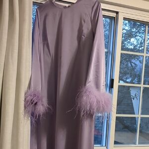 Lavender Maxi Dress with Feather Cuffs
